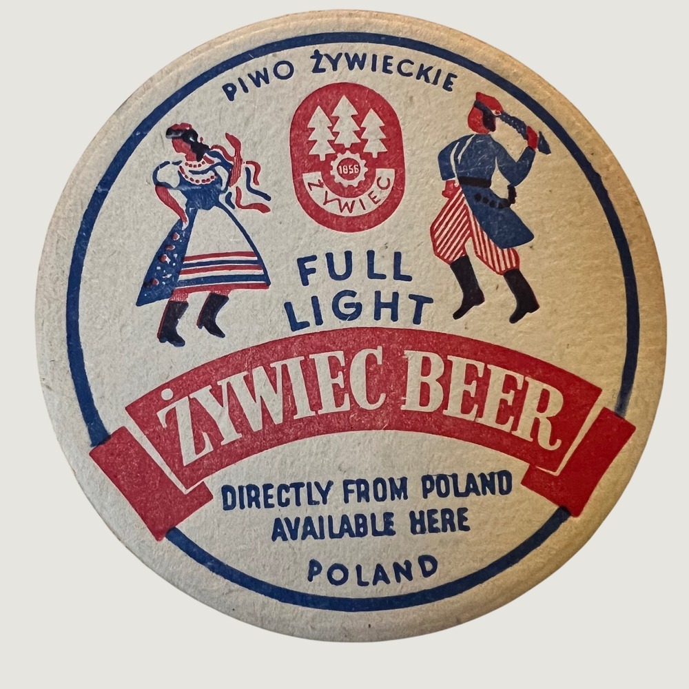 Zywiec Beer Coaster Multi Vintage Polish Piwo Zywieckie Full Light Folk Art